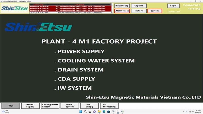 Shin-Etsu PLANT - 4 M1 FACTORY SCADA
